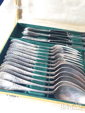 Комплект посребрени прибори, снимка 2 - Антикварни и старинни предмети - 53537398