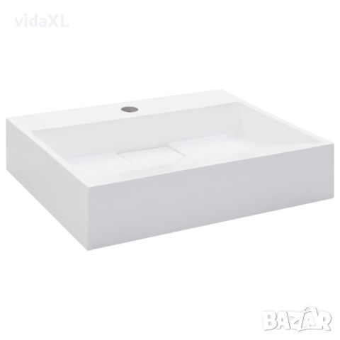 vidaXL Мивка, 50x38x13 см, минерална/мраморна отливка, бяла(SKU:144063, снимка 1