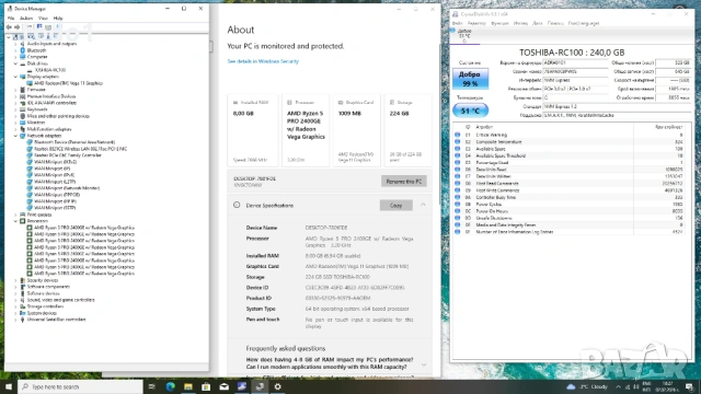 Lenovo ThinkCentre M715q Tiny Desktop AMD Ryzen 5 PRO 2400GE/240GB/8GB, снимка 6 - За дома - 53356570