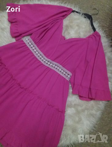 РАЗКОШНА рокля в наситен розов цвят 2ХЛ/3ХЛ размер, снимка 1 - Рокли - 45741745