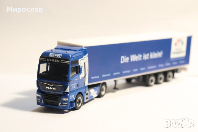 HERPA H0 1/87 MAN КАМИОН МОДЕЛ ТИР КОЛИЧКА, снимка 3 - Колекции - 52996981