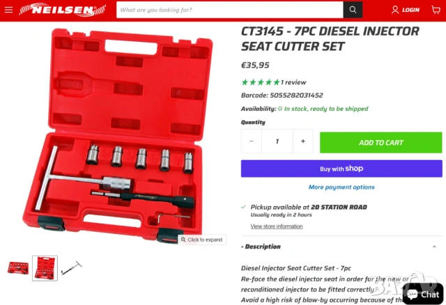 Оригинал NEILSEN Английски 8-в-1 К-т ФРЕЗЕРИ и Принадлежности за Легла Дюзи Дизел Двигатели БАРТЕР, снимка 13 - Куфари с инструменти - 54176096