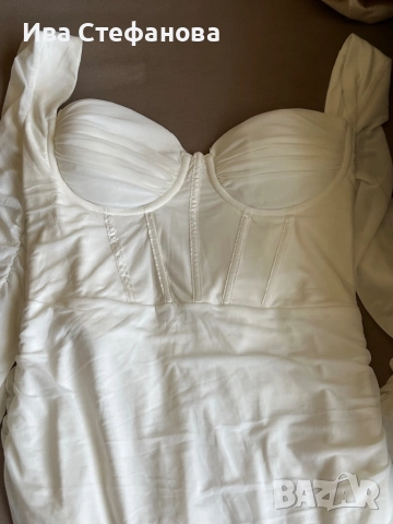 Нова етикет парти коктейлна официална бяла еластична рокля тип корсет , снимка 8 - Рокли - 37464869