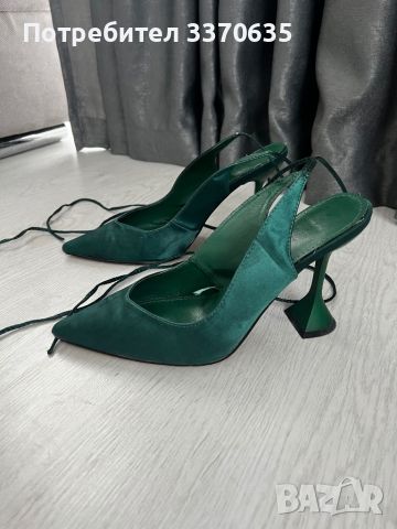 Дамски високи обувки с връзки в зелен цвят, 39 номер, снимка 7 - Дамски обувки на ток - 45567562