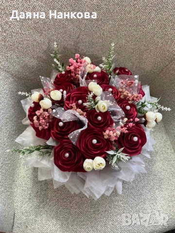 Ръчно изработена кутия със сатенени рози , снимка 6 - Декорация за дома - 53407117