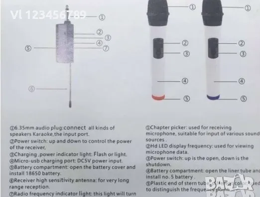 Двойка безжични микрофони WG-22, 2, предавател, приемник, снимка 9 - Микрофони - 48139074