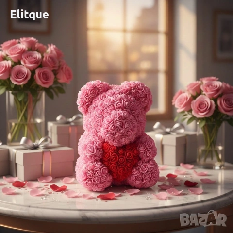 Мече от рози, 25см с подаръчна кутия в 3 цвята, снимка 9 - Подаръци за жени - 53040252