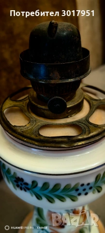 Стара керамична,рисувана,газена лампа..., снимка 6 - Антикварни и старинни предмети - 53806937