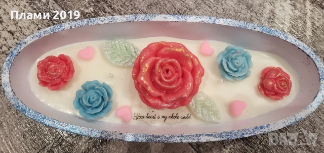 Ръчно изработена керамика с ароматна свещ със соев восък , снимка 7 - Декорация за дома - 53653184