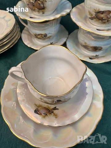 Руски порцелан-нов рядък сервиз Птици, Коростен, СССР, снимка 4 - Сервизи - 54089690