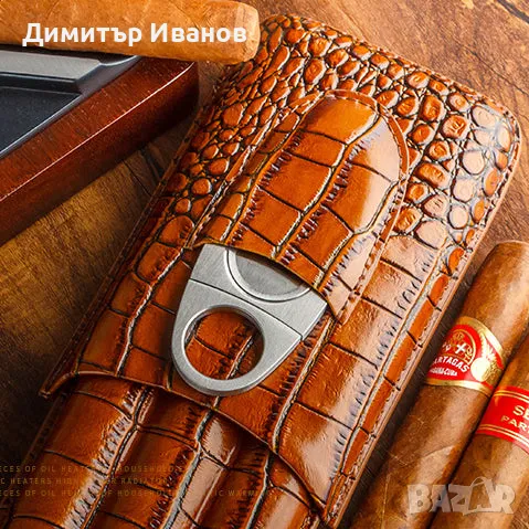 Cohiba Кожен Калъф за 3 Пури с Ножица Телешка Кожа, снимка 4 - Други ценни предмети - 47401218