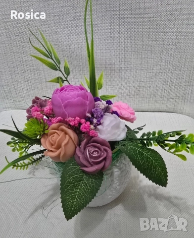 Сапунени цветя, снимка 6 - Ръчно изработени сувенири - 51540288