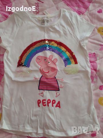 134/140 Нова тениска с обръщащи се пайети Peppa pig 