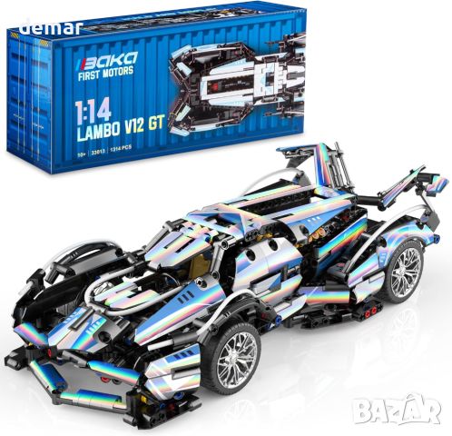 BAKA Technic Комплект за построяване на състезателна кола - V12 Speed ​​Model Cars Kit, 1314 части, снимка 1 - Други игри - 46271304