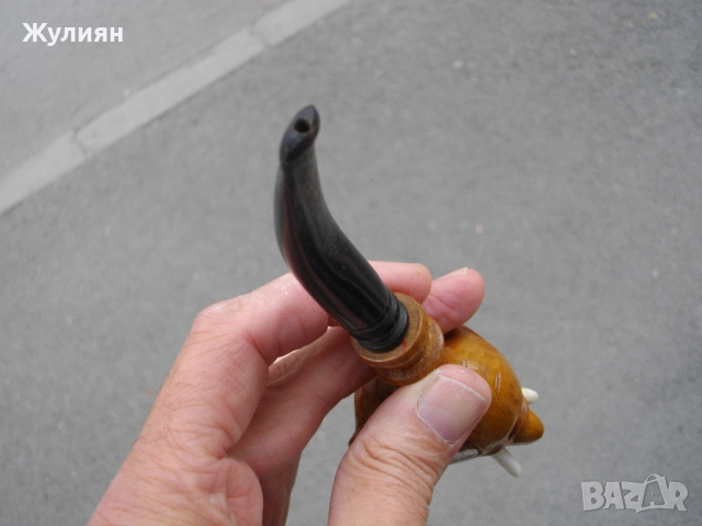КОЛЕКЦИОНЕРСКА СТАРА ЛУЛА СЛОН ДЪРВОРЕЗБА БИВОЛСКИ РОГ , снимка 12 - Антикварни и старинни предмети - 51315883