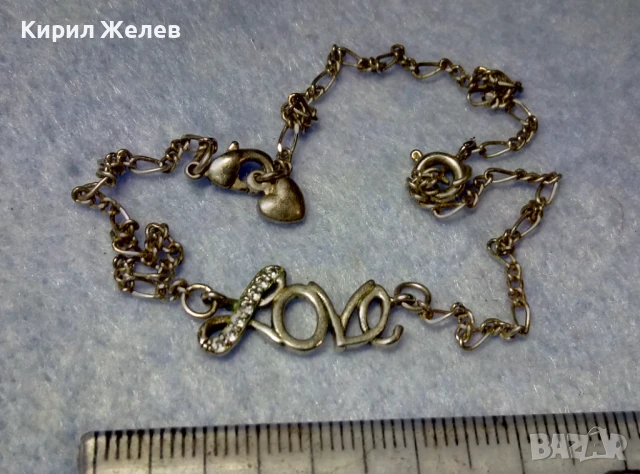 LOVE Стара РОМАНТИЧНА ПОСРЕБРЕНА ГРИВНА За ГЛЕЗЕН КАРТИЕ ПЛЕТКА от БЛАГОРОДНА СТОМАНА сЦИРКОНИ 26910, снимка 8 - Гривни - 50528694