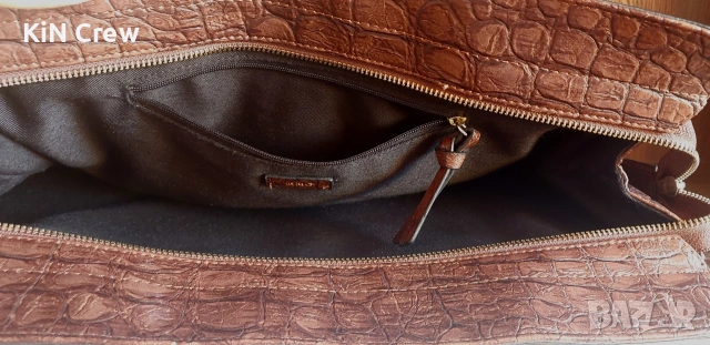 Дамска чанта MNG Mango - кожена чанта с кафяв цвят, снимка 6 - Чанти - 53858412