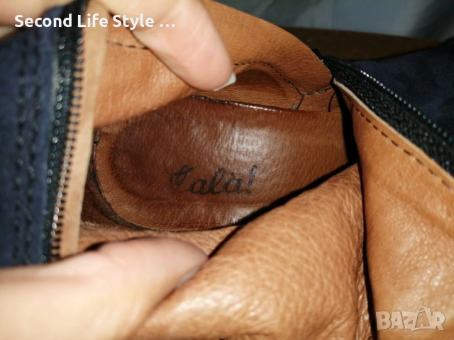 № 37 дамски ботуши естествен велур в син цвят, снимка 14 - Дамски ботуши - 53371759