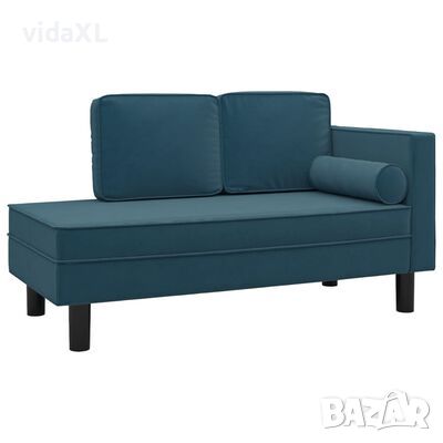 vidaXL Кушетка с възглавници и болстер синя кадифе(SKU:340702, снимка 1 - Дивани и мека мебел - 45697562