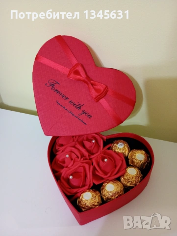 Подаръчни кутии с вечни рози и шоколадови бонбони , снимка 4 - Романтични подаръци - 53069172