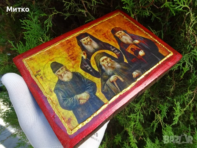 Православна икона  на Йосиф Исихаст,Порфирий Кавсокаливит,Паисий Атонски,Яков Цаликис, снимка 13 - Икони - 50806968