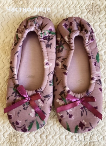 Нови Дамски Пантофи Топ Балерина в Лилав Цвят с Декоративна Панделка