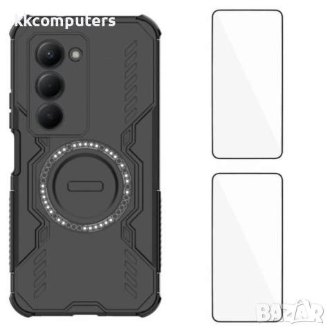 WANLONFENG Магнитен Калъф за Xiaomi Redmi 15 5G/4G | Комплект с 2 Стъклени Протектора | PC + TPU | M, снимка 2 - Калъфи, кейсове - 51997105