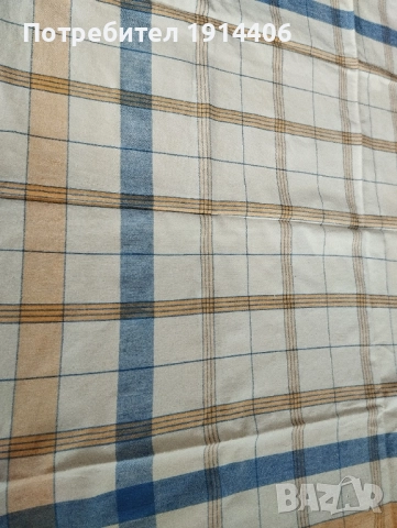 Покривка ленена, каре, лен - 100 %, жълто и синьо, 1.30 м./1.22.м., снимка 2 - Покривки за маси - 51870840