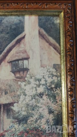 Стар прекрасен принт по известната картина „Cottage Garden“ British School - 19th на Strachan Artur , снимка 11 - Антикварни и старинни предмети - 45477362
