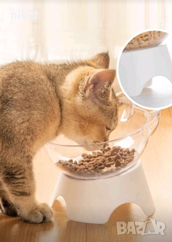 Купичка хранилка за коте котки куче кучета домашни животни пластамасова на стойка, снимка 1