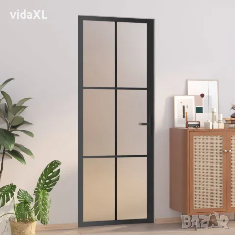 vidaXL Интериорна врата, 76x201,5 см, черен мат, стъкло и алуминий(SKU:350556), снимка 2 - Други - 48543428