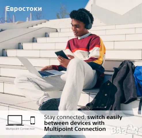 Безжични слушалки Sony WH-CH520, Bluetooth слушалки с микрофон, цвят: черно, снимка 8 - Bluetooth слушалки - 48923112