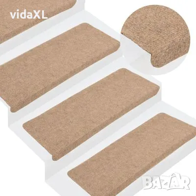 vidaXL Самозалепващи стелки за стълби, 15 бр, 65x24,5x3,5 см, бежови (SKU:343476), снимка 2 - Ламиниран паркет и подложки - 48215781