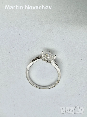 Сребърен пръстен с мойсанит (Диамант) 1 карат, снимка 10 - Пръстени - 54152340