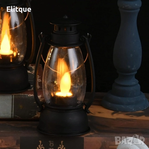 LED свещ-лампа ретро фенер – реалистична трепкаща светлина за уютен дом и празнична атмосфера, снимка 2 - Декорация за дома - 52820234