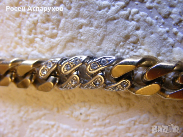 Масивно Позлатено Колие Синджир Сваровски, снимка 2 - Колиета, медальони, синджири - 53906462