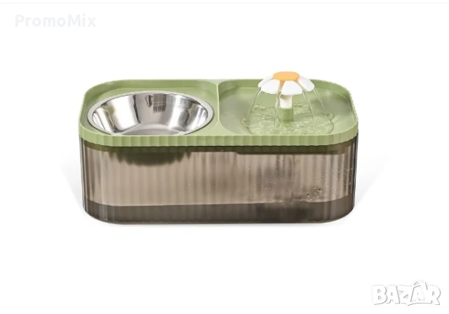 Фонтан за котки с купа за храна 2в1 LY-429-Green USB Поилка и хранилка за животни диспенсър за вода, снимка 9 - Други стоки за животни - 50645322