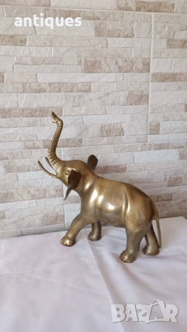 Голяма фигура на слон - месинг - 32см, снимка 11 - Антикварни и старинни предмети - 53029828
