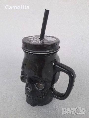 Чаша череп със сламка, снимка 2 - Чаши - 52938203