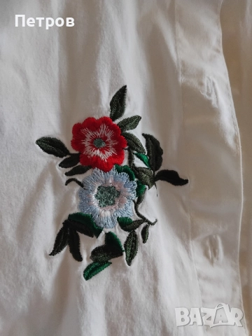 Бяла дамска риза с бродерия , снимка 4 - Ризи - 52790433