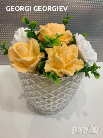 цветя изработени с глицеринов ароматен сапун и Българска роза 🌹 Стара Загора Център ., снимка 10 - Изкуствени цветя - 53463302