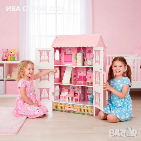 Дървена къща за кукли 80 см | Lulilo Papilio с мебели | PraktiHome, снимка 14 - Играчки за стая - 54240048