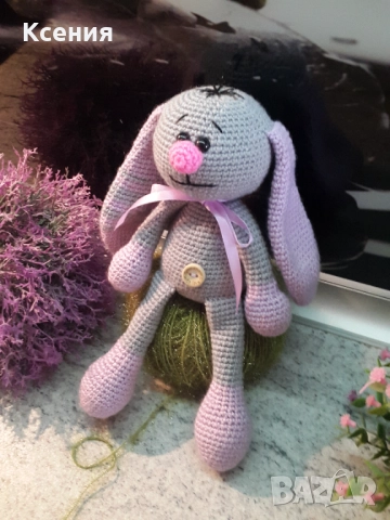 Плетена играчка Зайче, ръчно изработени, прекрасен подарък, снимка 2 - Плюшени играчки - 52062960