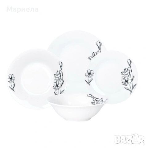 Комплект чинии 24 части с елегантен флорален дизайн – Лекота и стил за всяка трапеза, снимка 2 - Сервизи - 53350762