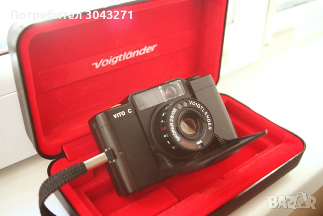 [РЯДЪК/РАБОТЕЩ] , Voigtlander Vito C с цветен обектив Skopar f/2.8 38 мм  с работеща подвижна светка, снимка 2 - Фотоапарати - 53186741