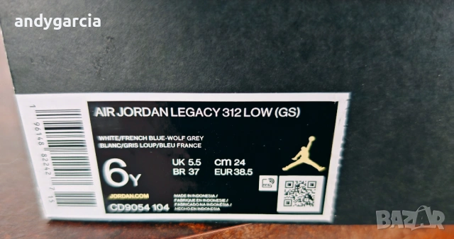 Nike Air Jordan Legacy 312 Low 38.5 ти номер или 24.0 см стелка, чисто нови с кутия 100% оригинални, снимка 4 - Маратонки - 53706681
