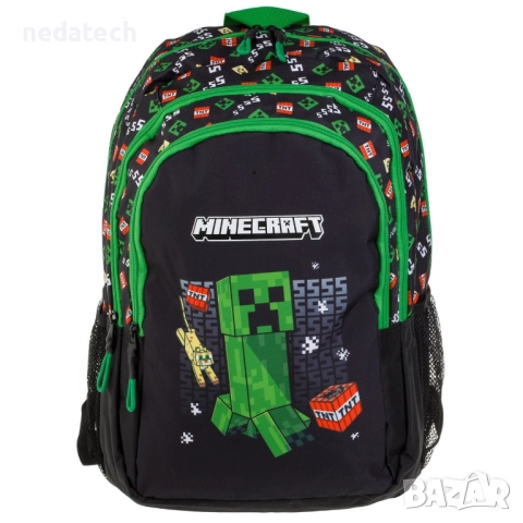 Ученическа раница Minecraft, Зелен, 32x18x43 см.