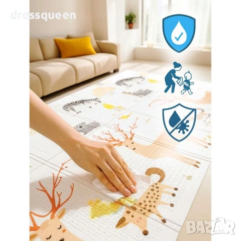 4854 Преносимо бебешко килимче за игра (160х180 см) – за дома, градината и пътуване, снимка 4 - Други - 53709622