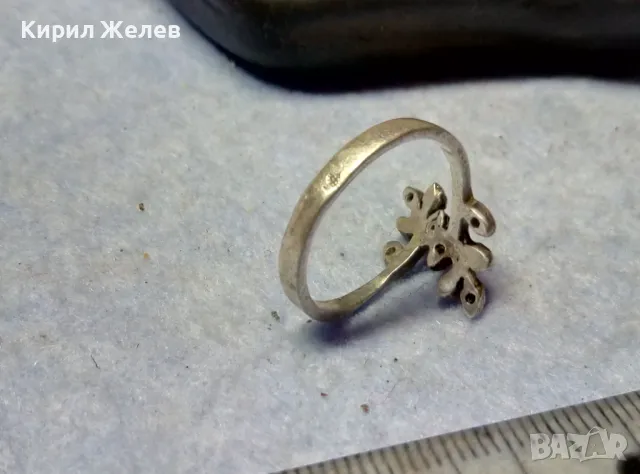 ШАРМАНТЕН АР НУВО СТИЛ СРЕБЪРЕН ПРЪСТЕН СРЕБРО 925 ФИНА АЖУРНА РЪЧНА ИЗРАБОТКА 28739, снимка 4 - Пръстени - 49605531