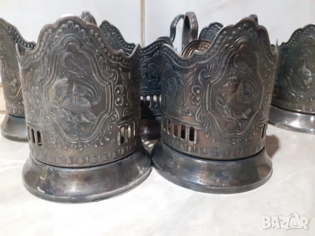 Комплект посребрени руски съветски подстакани 6 броя, снимка 6 - Антикварни и старинни предмети - 50989707